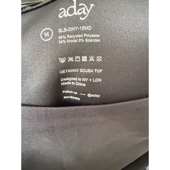 Aday Getaway Scuba Top Boat Neck Long Sleeve Black Women's Size M - Picture 10 of 10